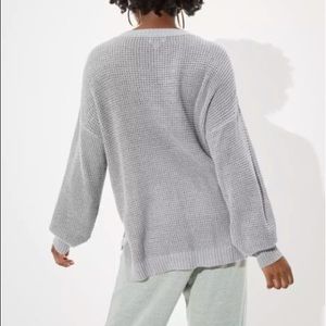 American Eagle Henley Oversized Pullover Sweater